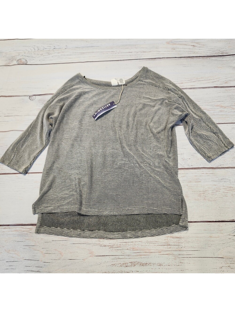 Artisan NY Gray and Black Striped Top XS NWT